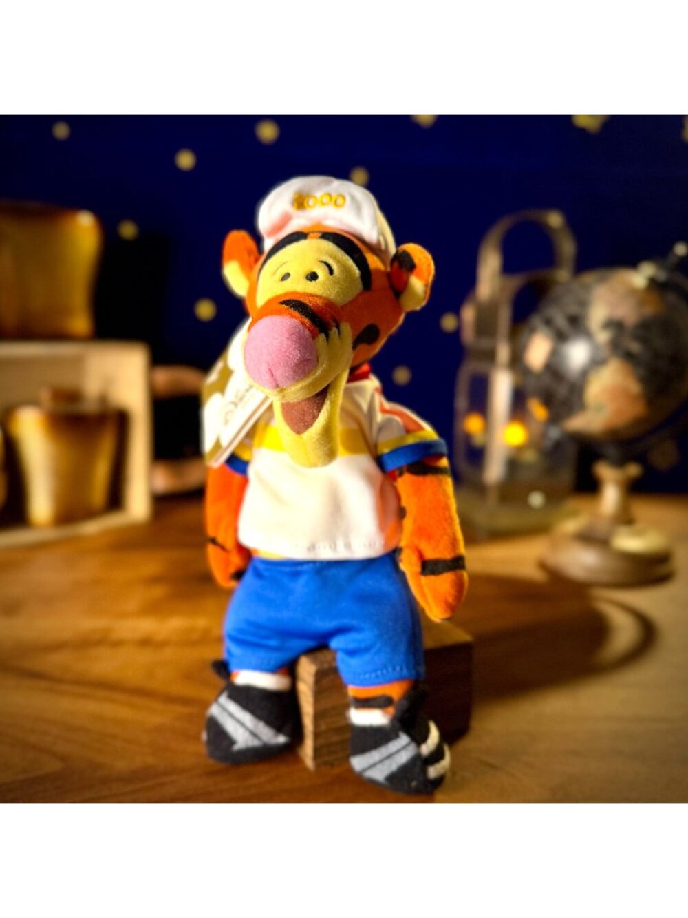 Disney Store Vintage Tigger Cycling Year 2000 Mini Bean Bag Plush 9 In
